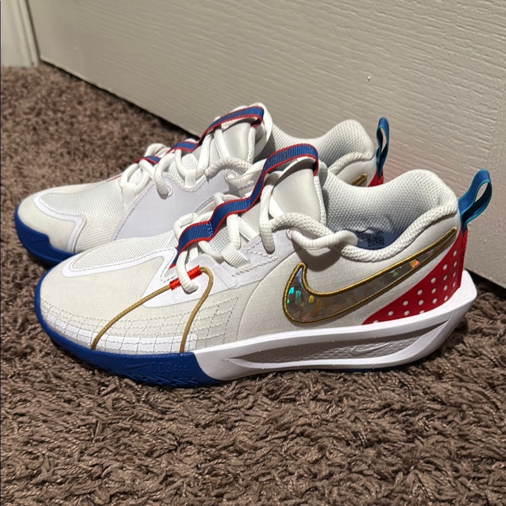 Nike White and Blue Sneakers with Low-Top Design
